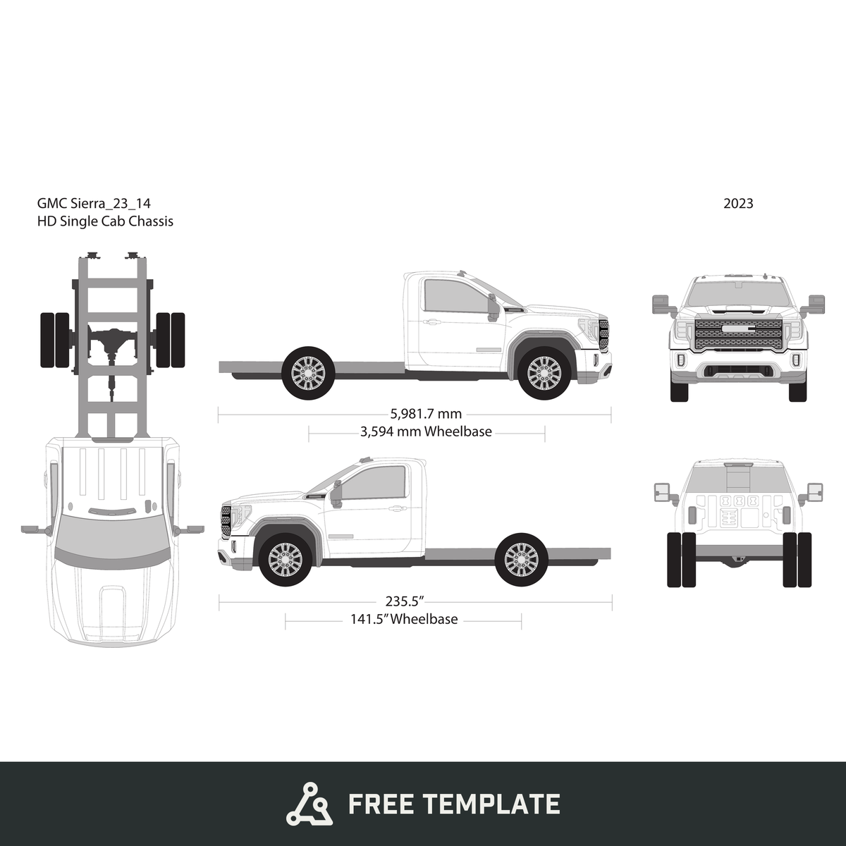 2023 GMC Sierra 2500-3500 HD free vector vehicle wrap template - GravBase
