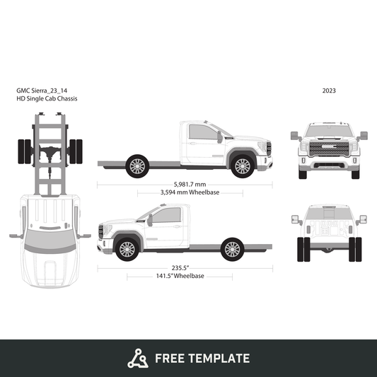 2023 GMC Sierra 2500-3500 HD free vector vehicle wrap template - GravBase