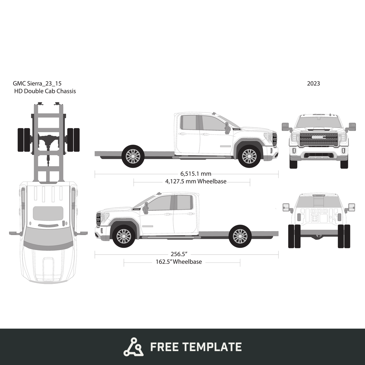 2023 GMC Sierra 2500-3500 HD free vector vehicle wrap template - GravBase
