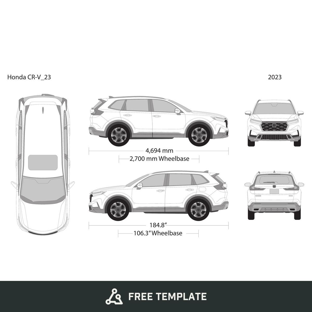 2023 Honda CR-V free vector vehicle wrap template - GravBase