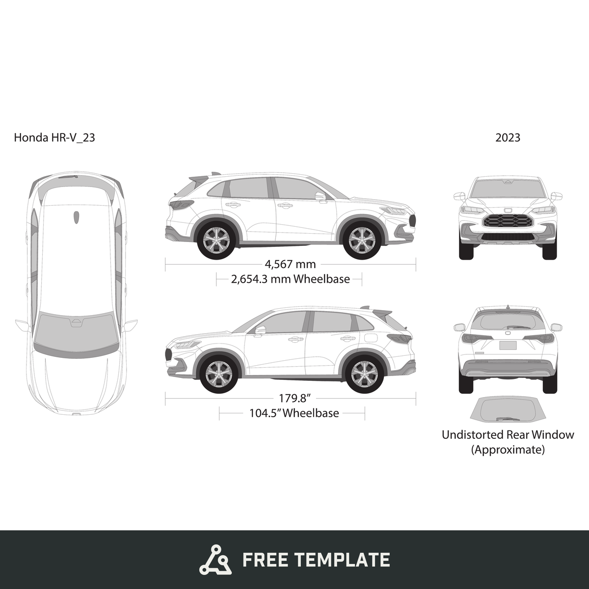 2023 Honda HR-V free vector vehicle wrap template - GravBase