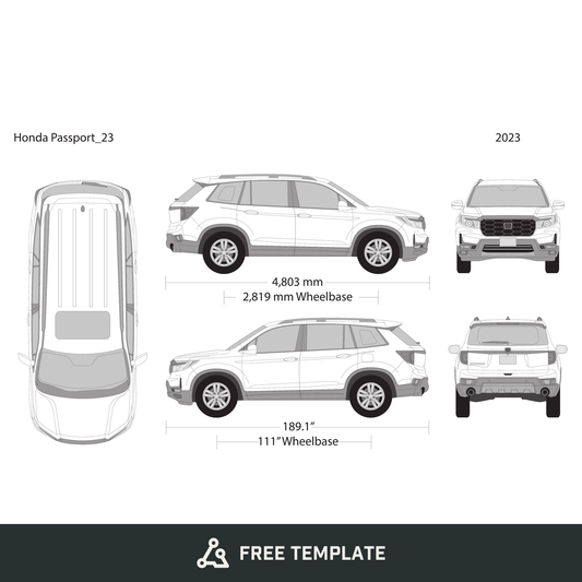 2023 Honda Passport free vector vehicle wrap template - GravBase