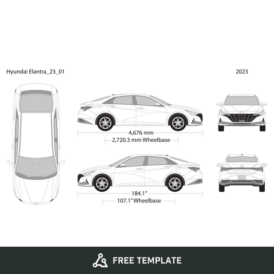 2023 Hyundai Elantra free vector vehicle wrap template - GravBase