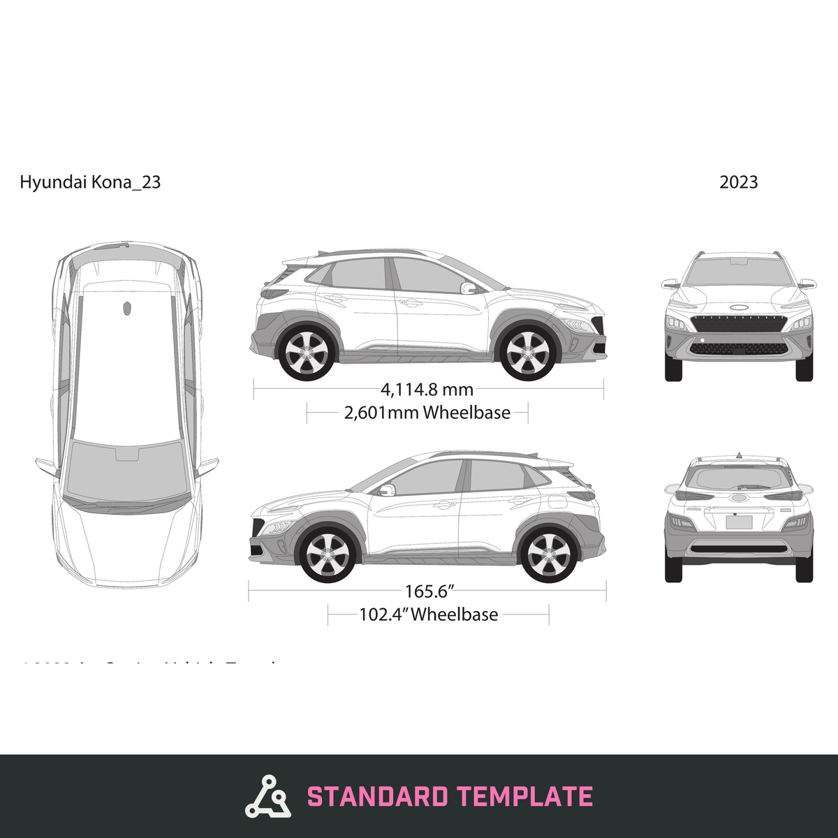 2023 Hyundai Kona vector wrap template, Design-Ready PDF - GravBase