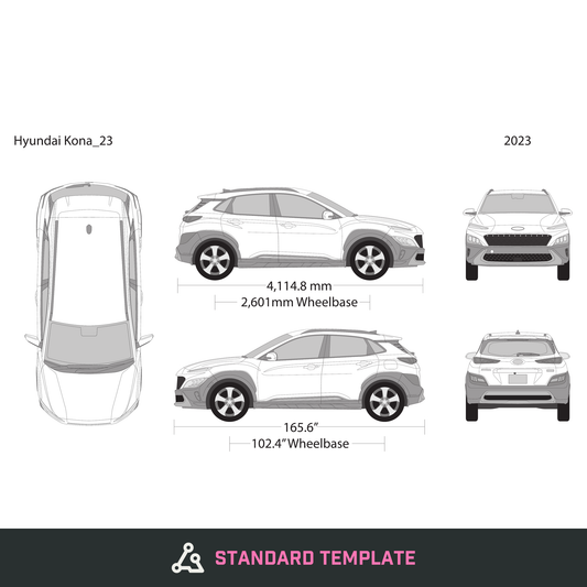 2023 Hyundai Kona vector wrap template, Design-Ready PDF - GravBase