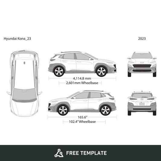 2023 Hyundai Kona free vector vehicle wrap template - GravBase