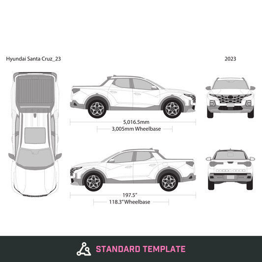 2023 Hyundai Santa Cruz vector wrap template, Design-Ready PDF - GravBase