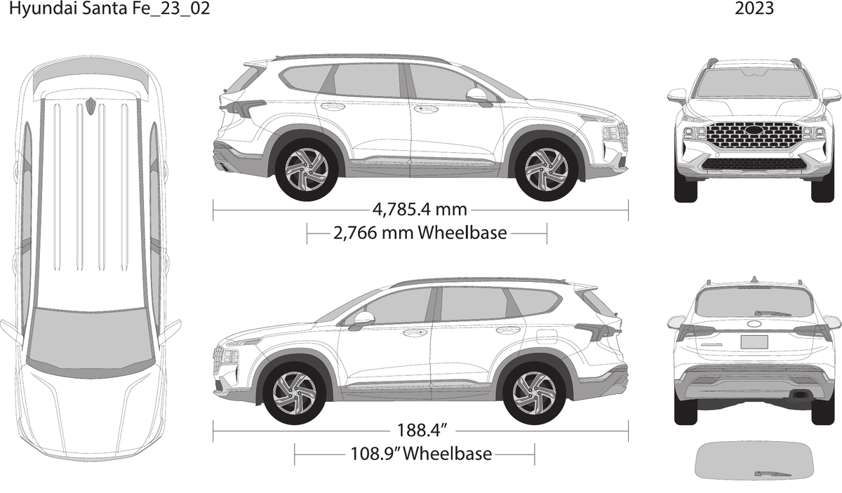 2023 Hyundai Santa Fe vector wrap template, Design-Ready PDF - GravBase