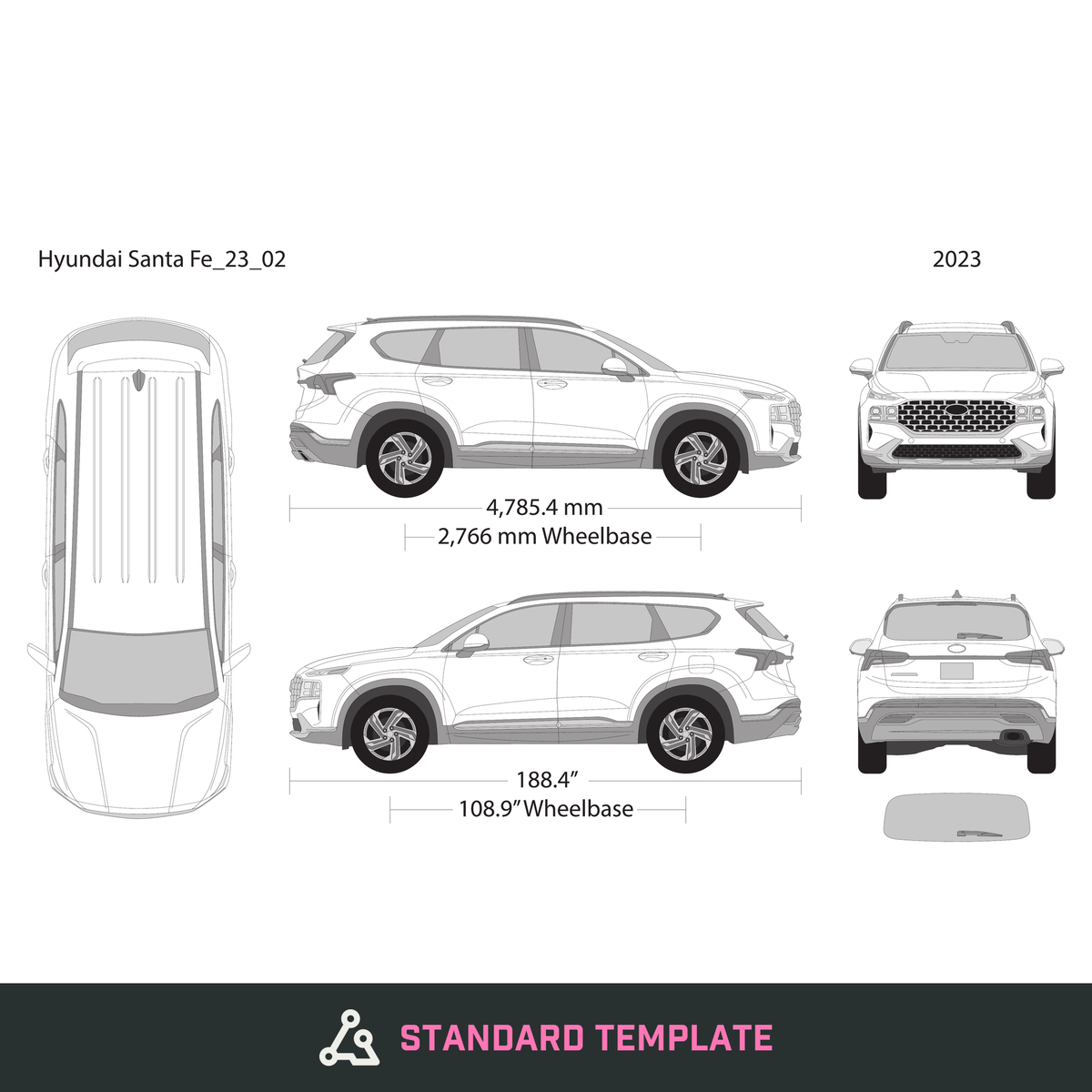 2023 Hyundai Santa Fe vector wrap template, Design-Ready PDF - GravBase
