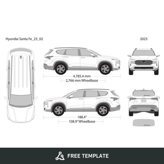 2023 Hyundai Santa Fe free vector vehicle wrap template - GravBase