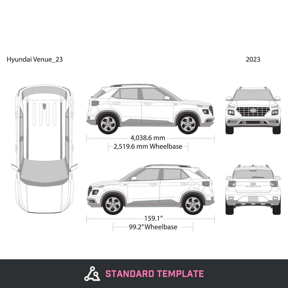 2023 Hyundai Venue vector wrap template, Design-Ready PDF - GravBase