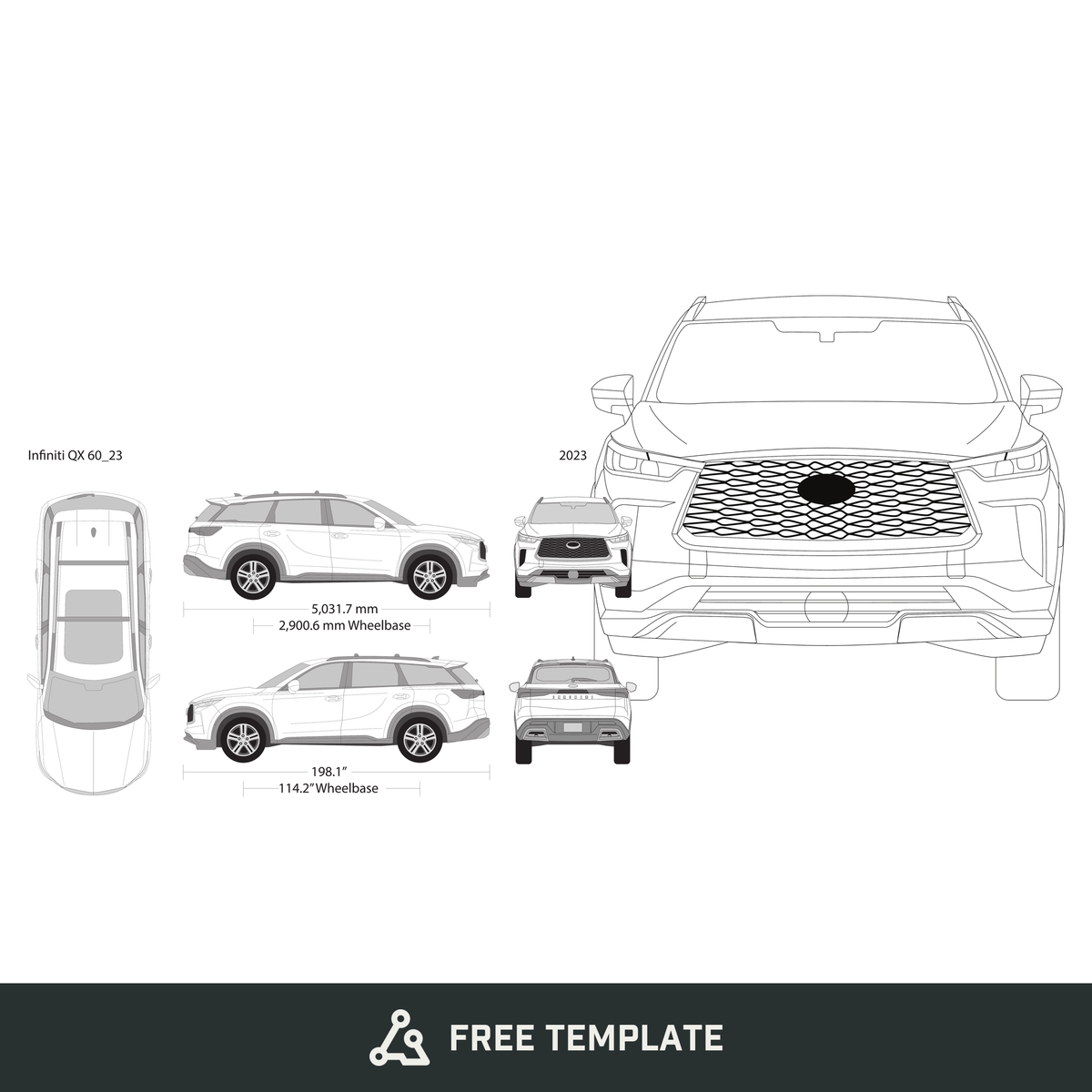 2023 Infiniti QX60 free vector vehicle wrap template - GravBase