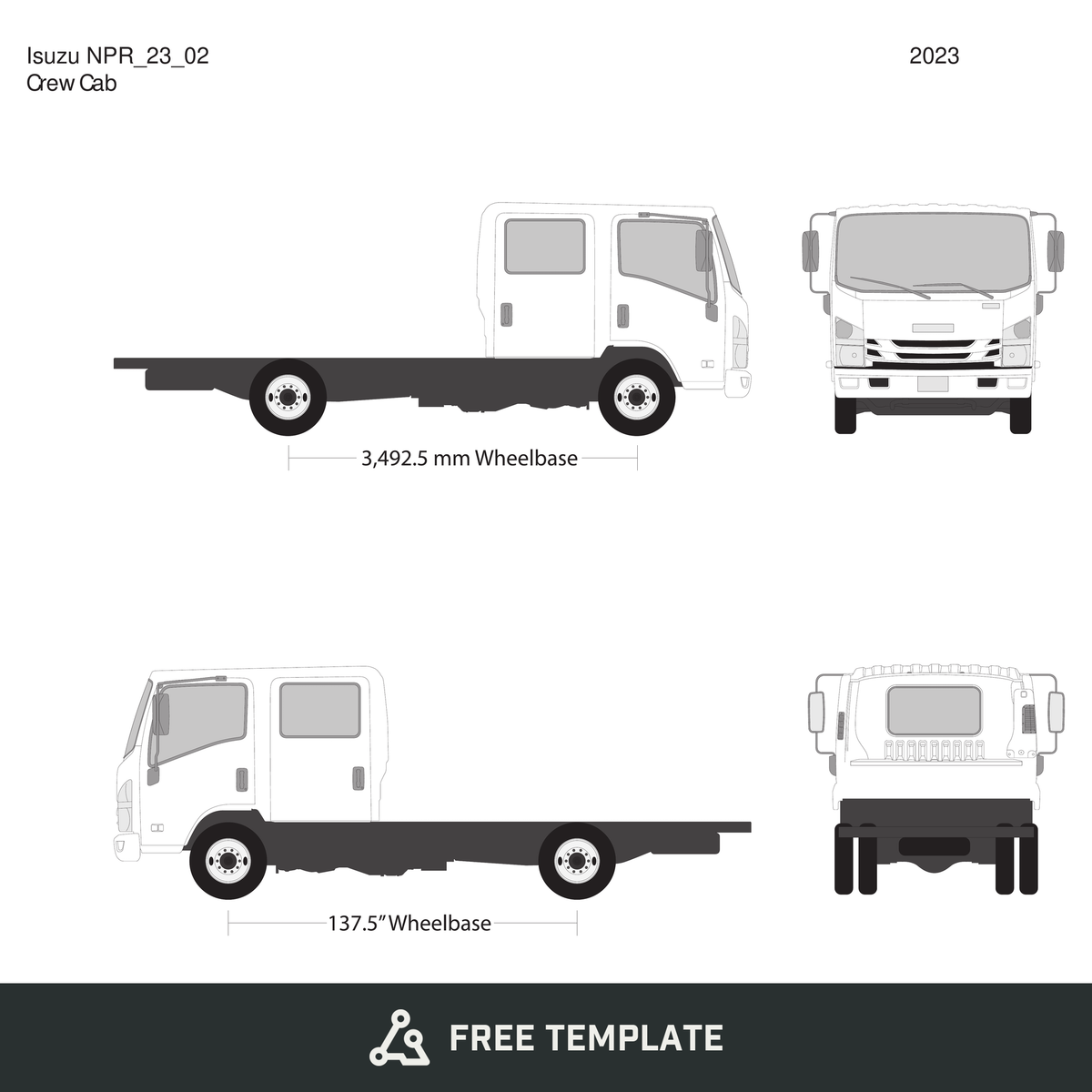 2023 Isuzu NPR free vector vehicle wrap template - GravBase