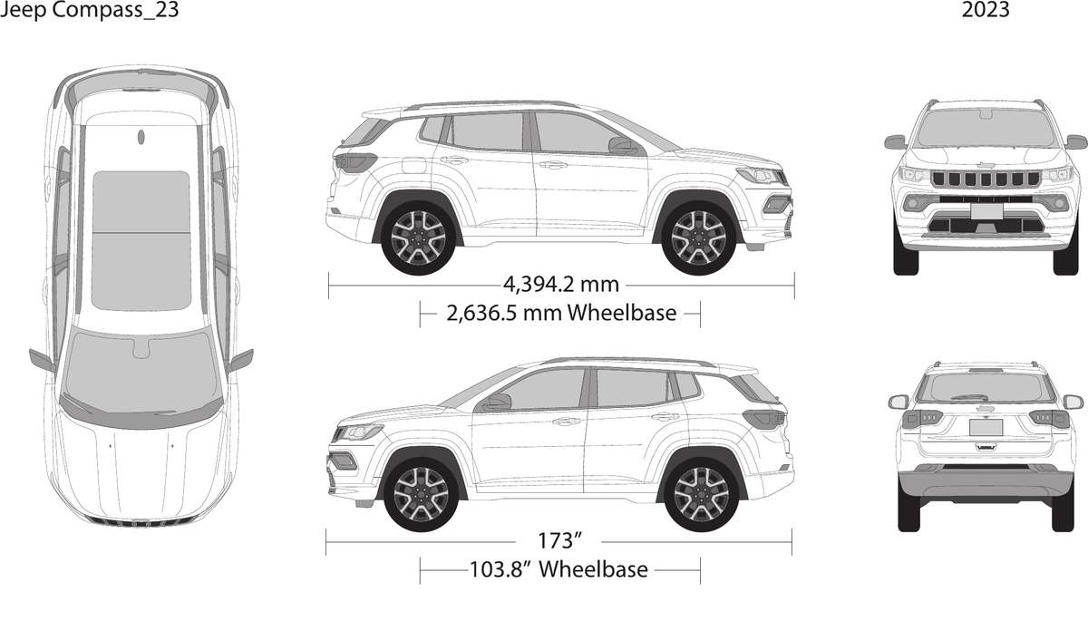 2023 Jeep Compass vector wrap template, Design-Ready PDF - GravBase
