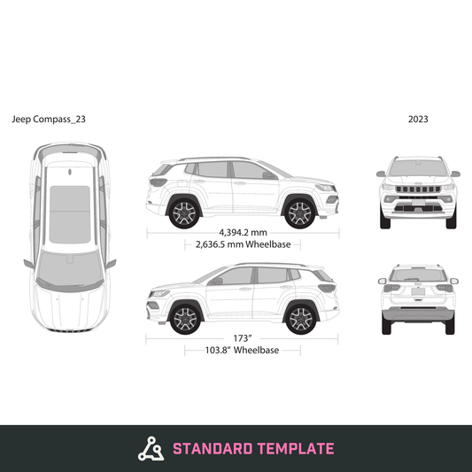 2023 Jeep Compass vector wrap template, Design-Ready PDF - GravBase
