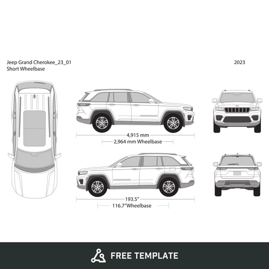 2023 Jeep Grand Cherokee free vector vehicle wrap template - GravBase