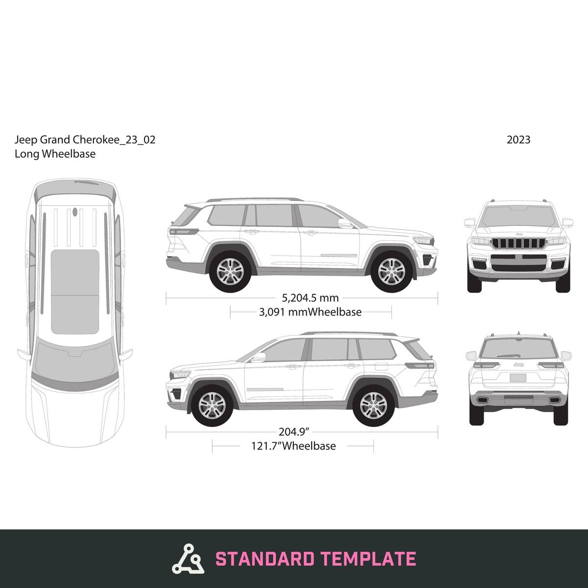 2023 Jeep Grand Cherokee vector wrap template V02, Design-Ready PDF - GravBase