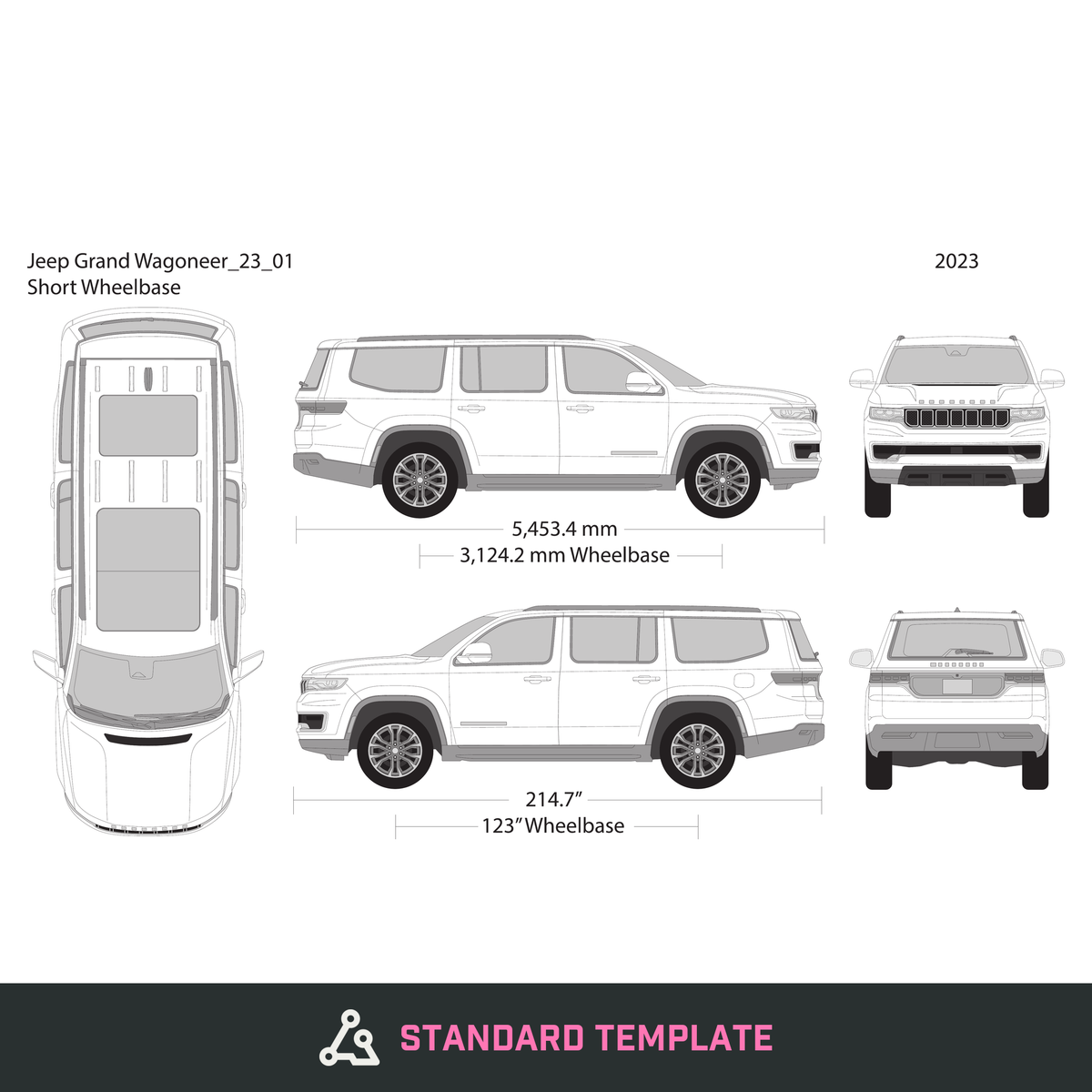 2023 Jeep Grand Wagoneer vector wrap template V01, Design-Ready PDF - GravBase