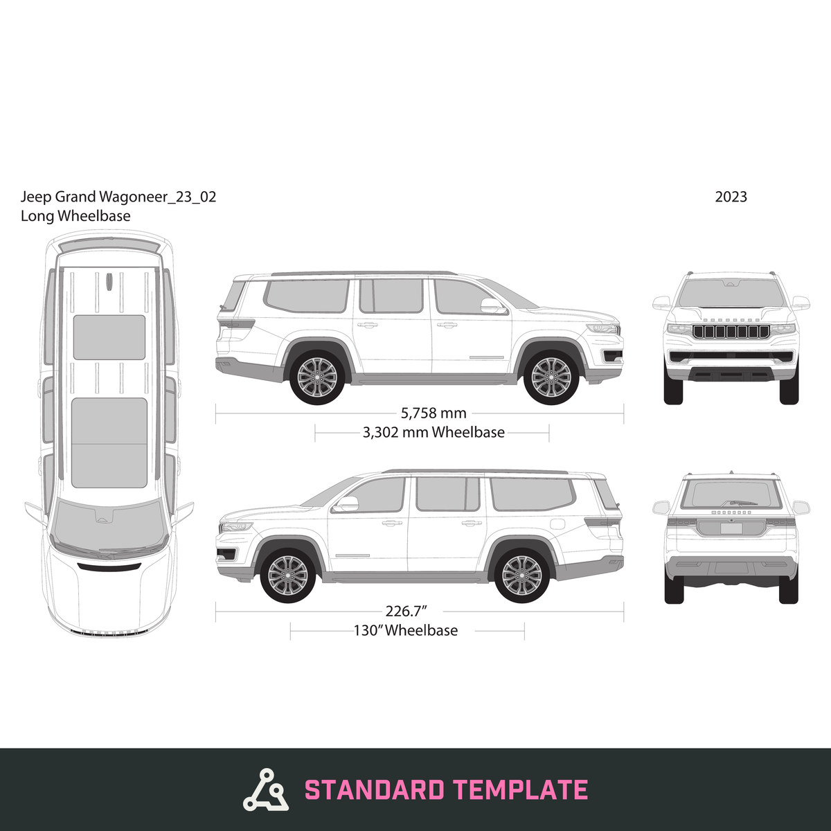 2023 Jeep Grand Wagoneer vector wrap template V02, Design-Ready PDF - GravBase