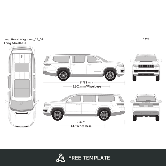 2023 Jeep Grand Wagoneer free vector vehicle wrap template - GravBase