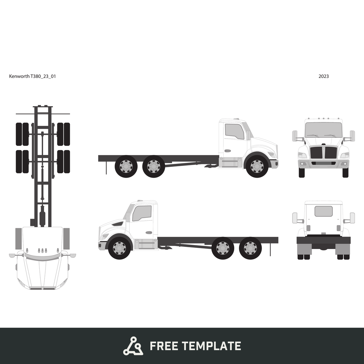2023 Kenworth T380 free vector vehicle wrap template - GravBase