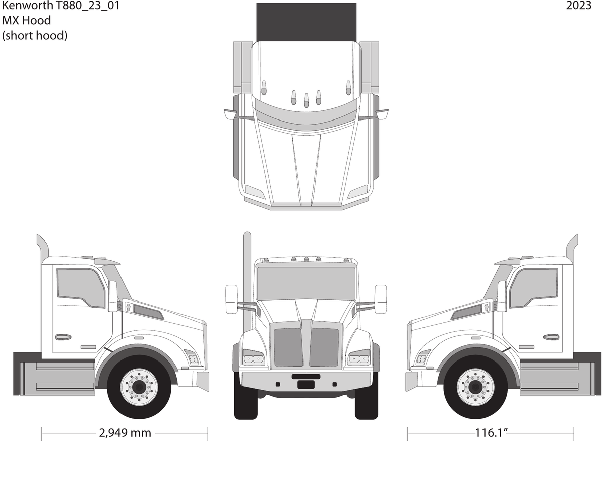 2023 Kenworth T880 vector wrap template V01, Design-Ready PDF - GravBase