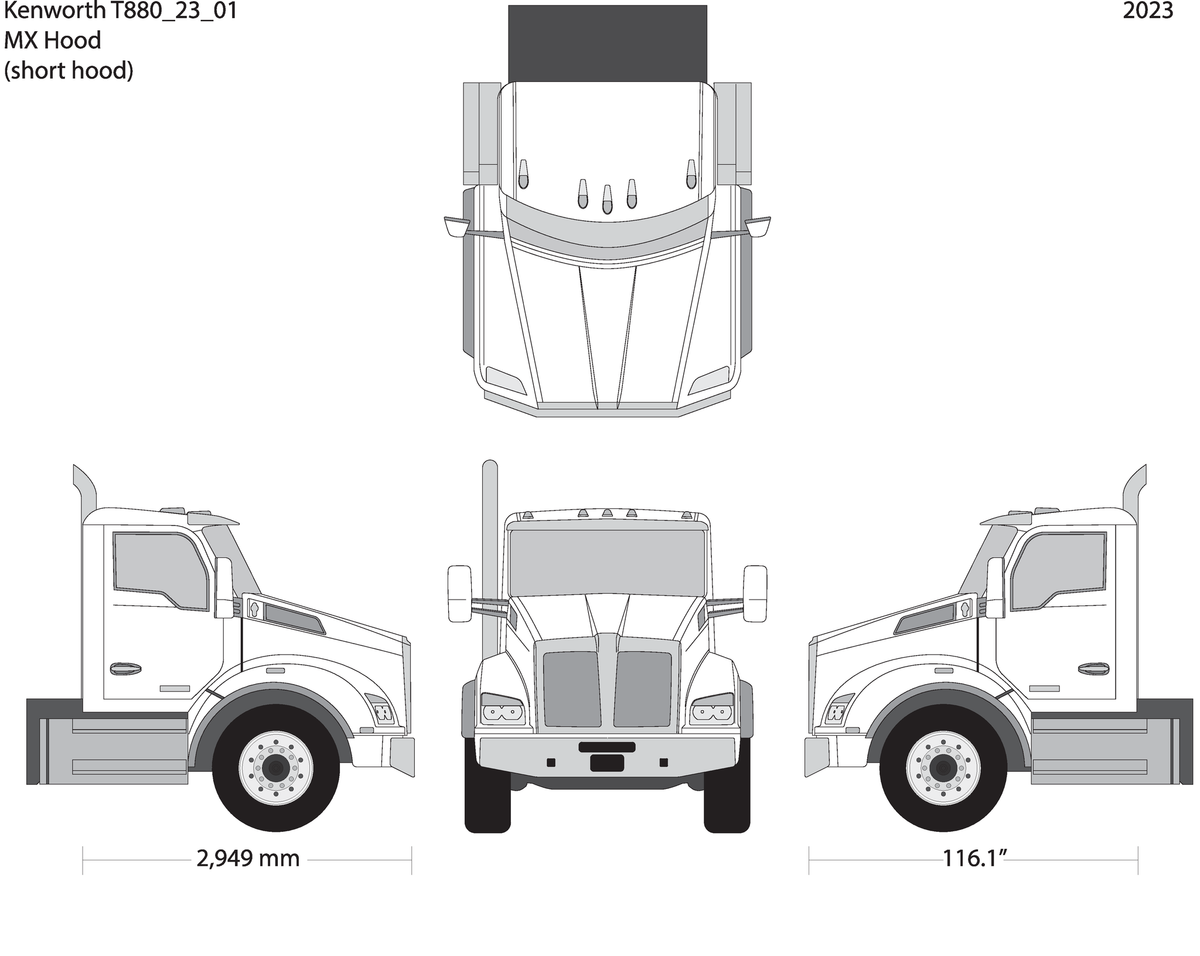 2023 Kenworth T880 V01 Vehicle Wrap Template