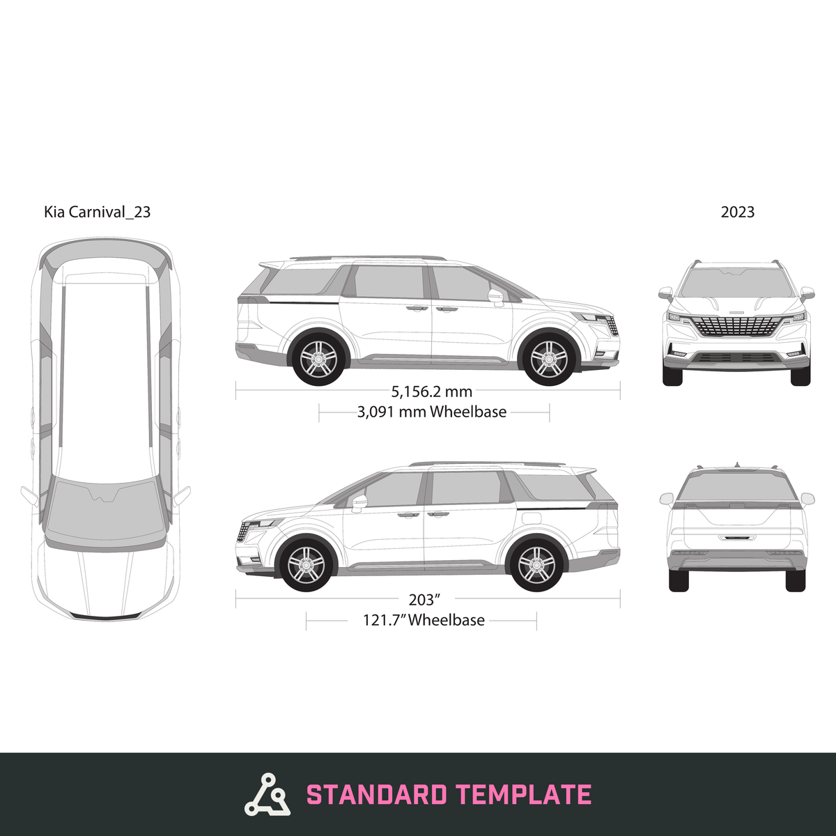2023 Kia Carnival vector wrap template, Design-Ready PDF - GravBase