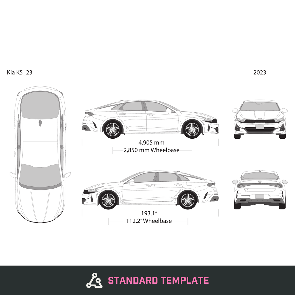 2023 Kia K5 vector wrap template, Design-Ready PDF - GravBase