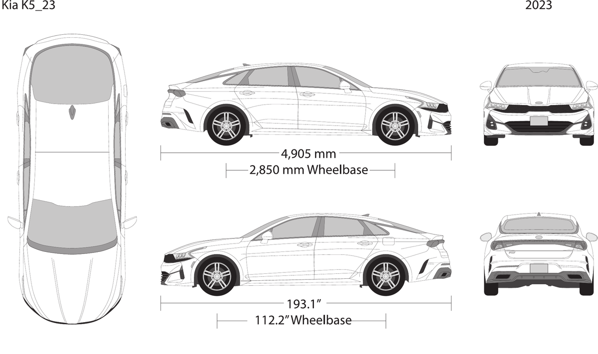 2023 Kia K5 vector wrap template, Design-Ready PDF - GravBase
