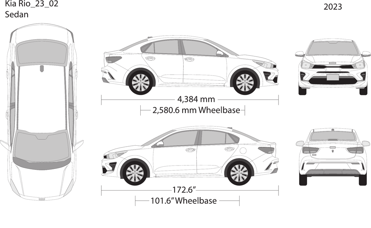 2023 Kia Rio vector wrap template, Design-Ready PDF - GravBase