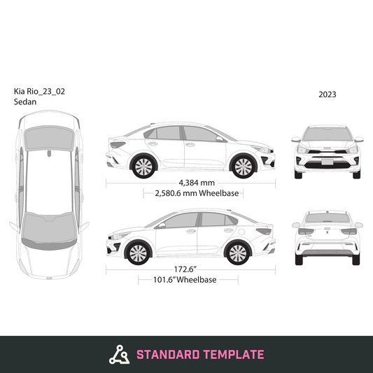 2023 Kia Rio vector wrap template, Design-Ready PDF - GravBase