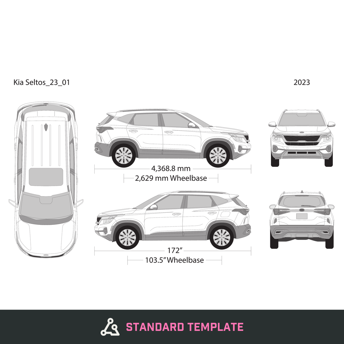 2023 Kia Seltos vector wrap template, Design-Ready PDF - GravBase