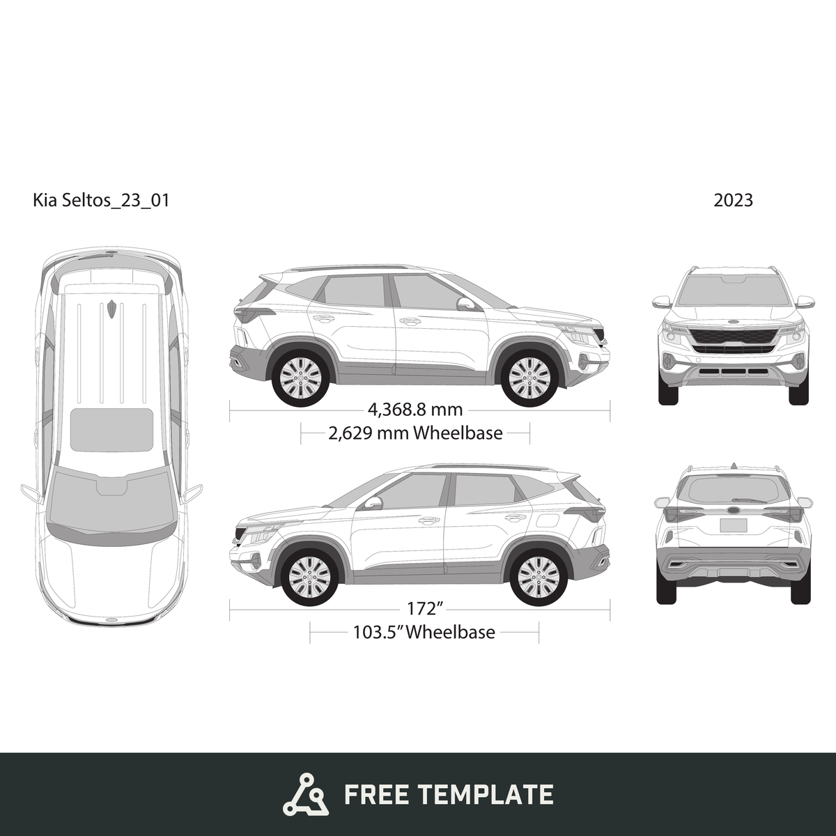 2023 Kia Seltos free vector vehicle wrap template - GravBase
