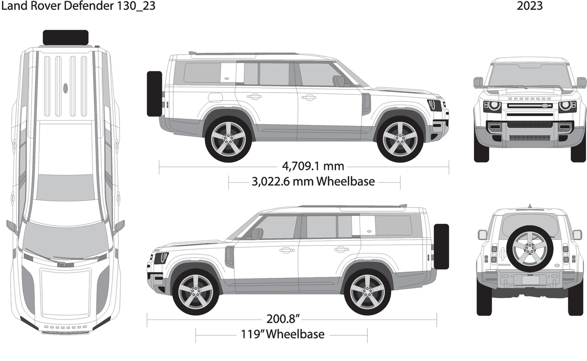 2023 Land Rover Defender Defender 130 V23 Vehicle Wrap Template