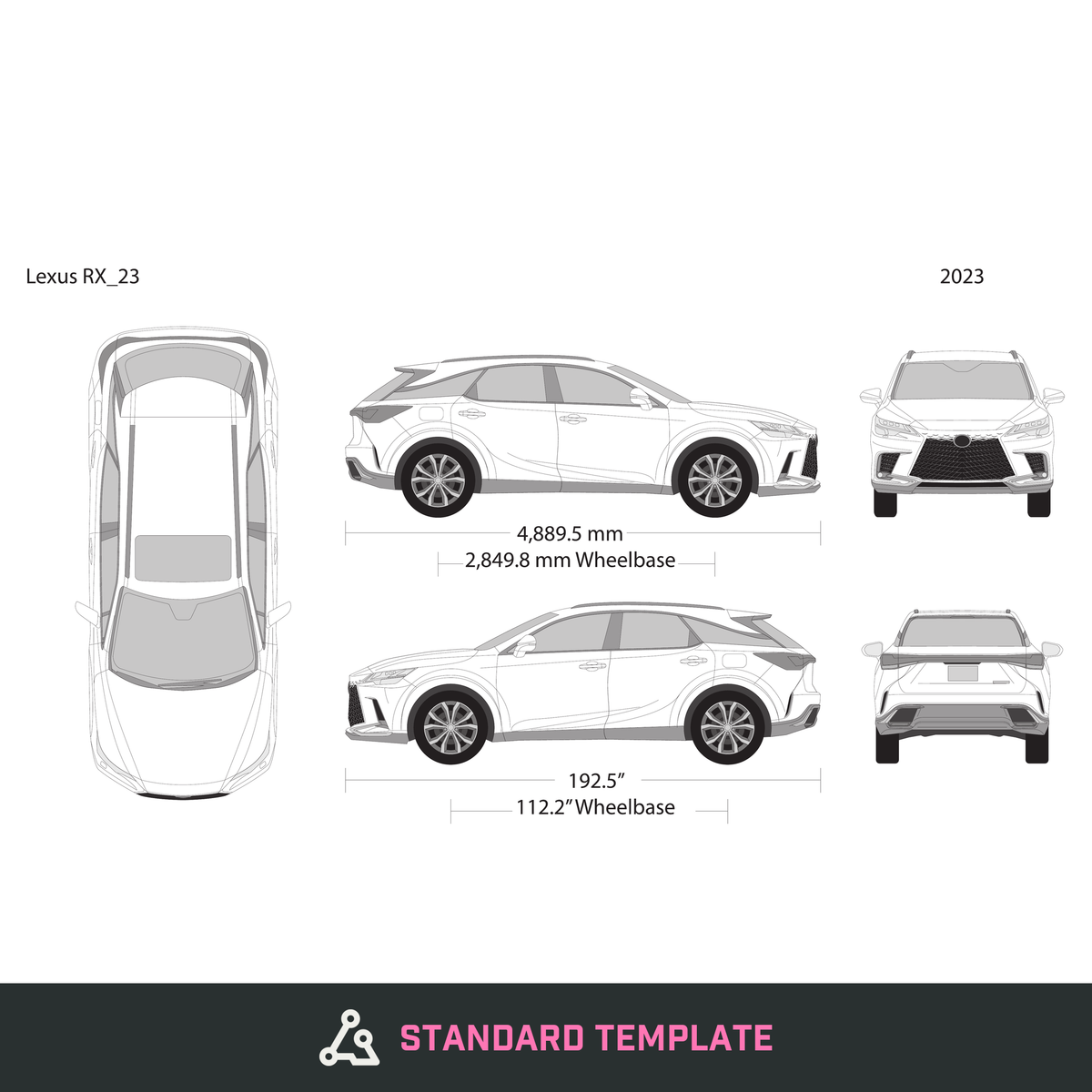 2023 Lexus RX vector wrap template, Design-Ready PDF - GravBase
