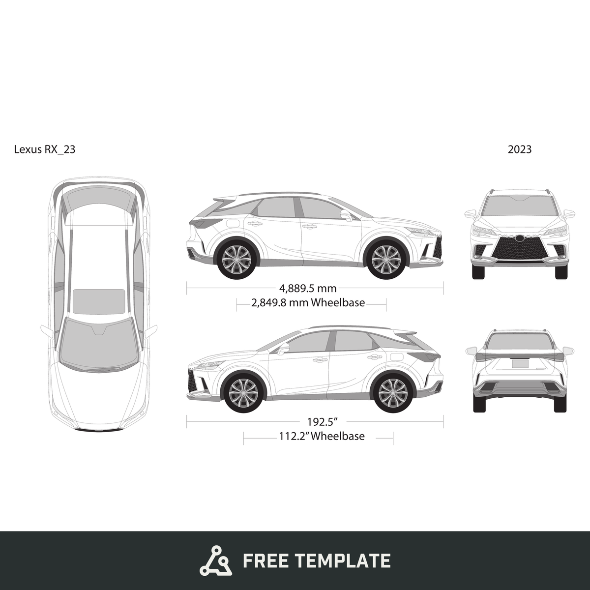 2023 Lexus RX free vector vehicle wrap template - GravBase