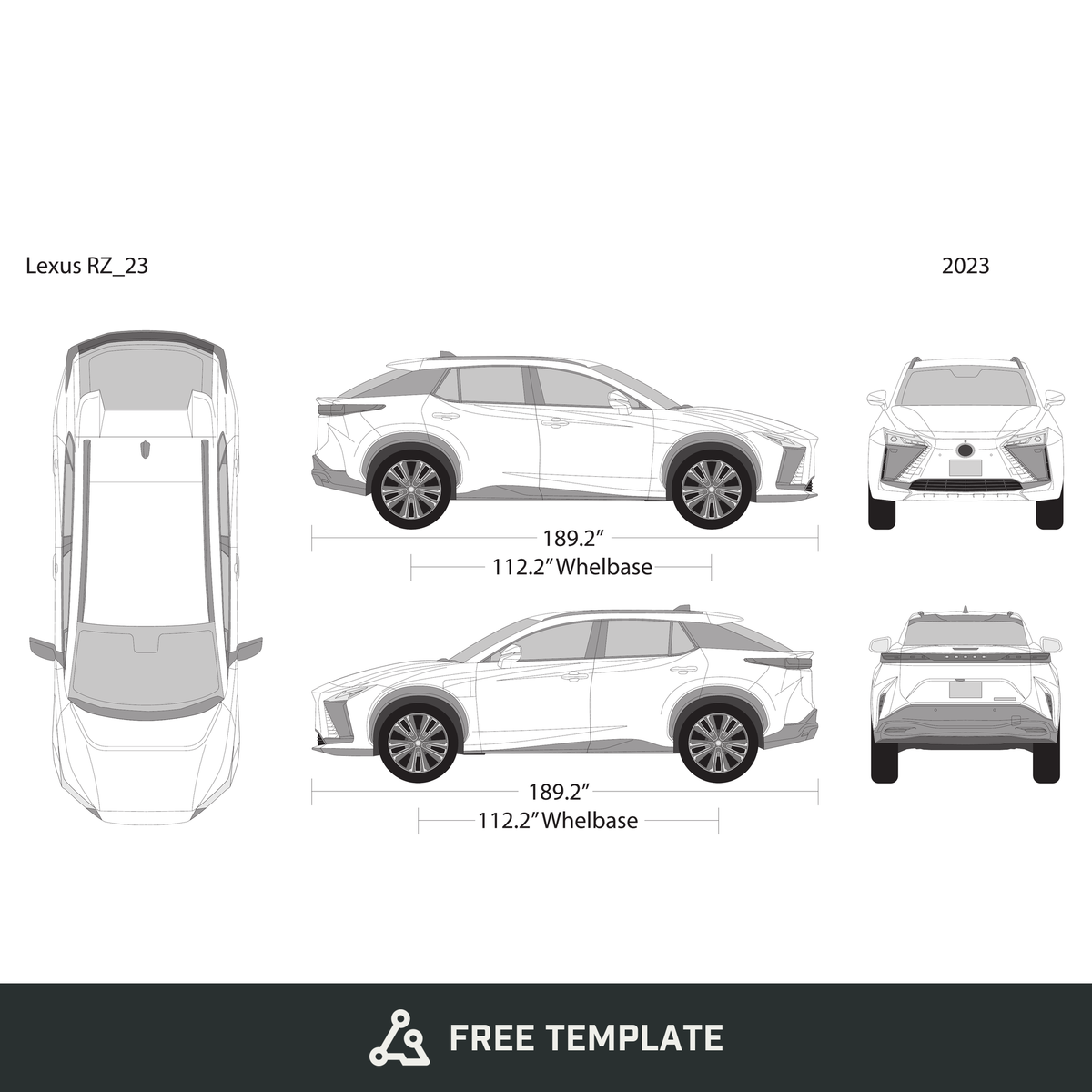 2023 Lexus RZ free vector vehicle wrap template - GravBase