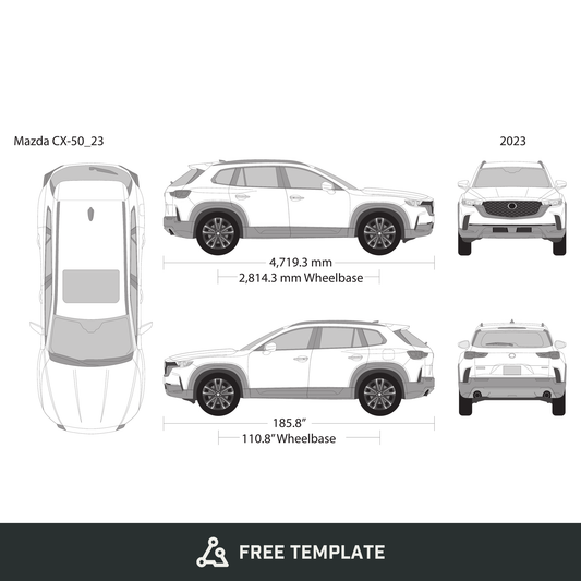 2023 Mazda CX-50 free vector vehicle wrap template - GravBase