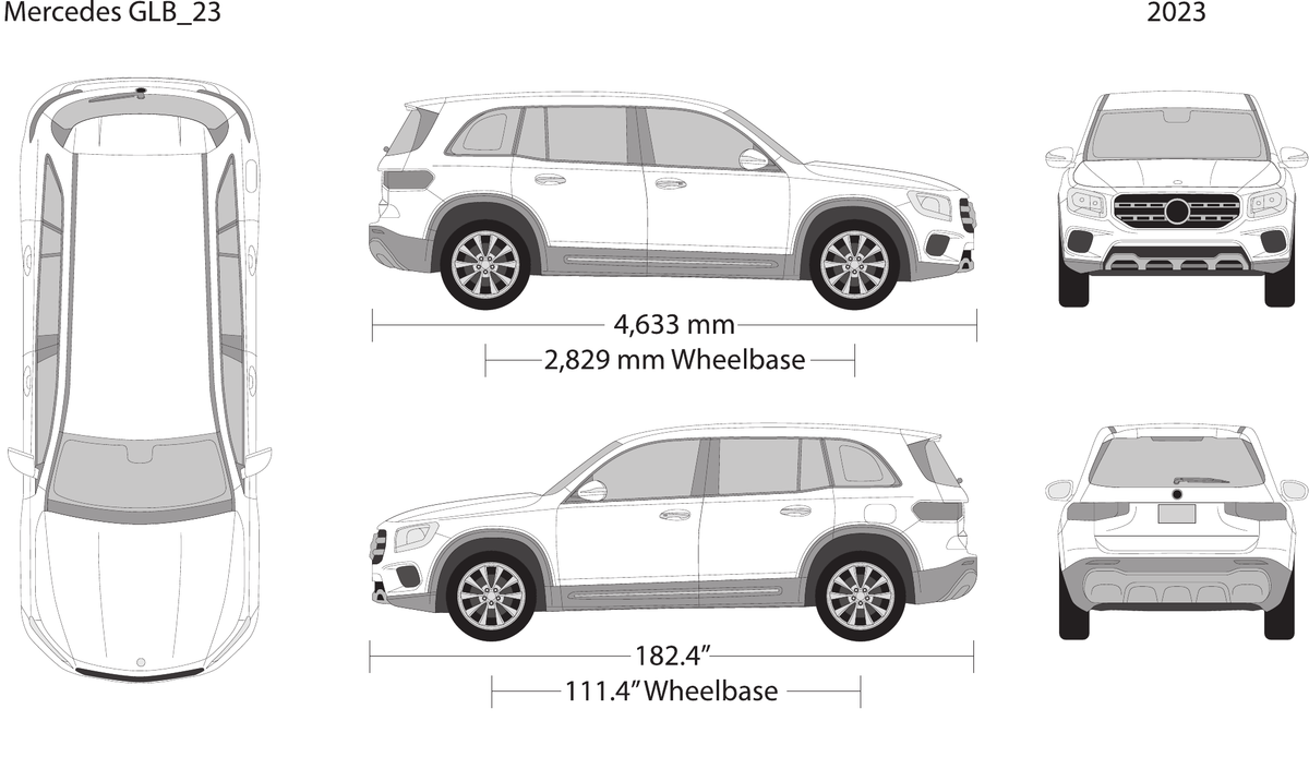 2023 Mercedes GLB vector wrap template, Design-Ready PDF - GravBase