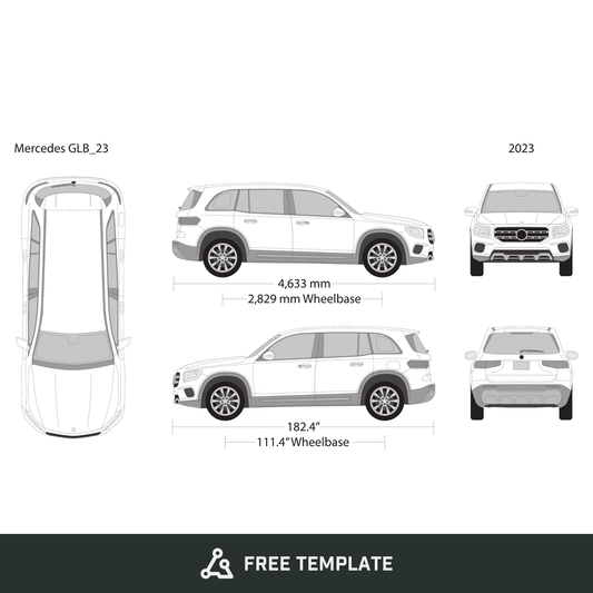 2023 Mercedes GLB free vector vehicle wrap template - GravBase