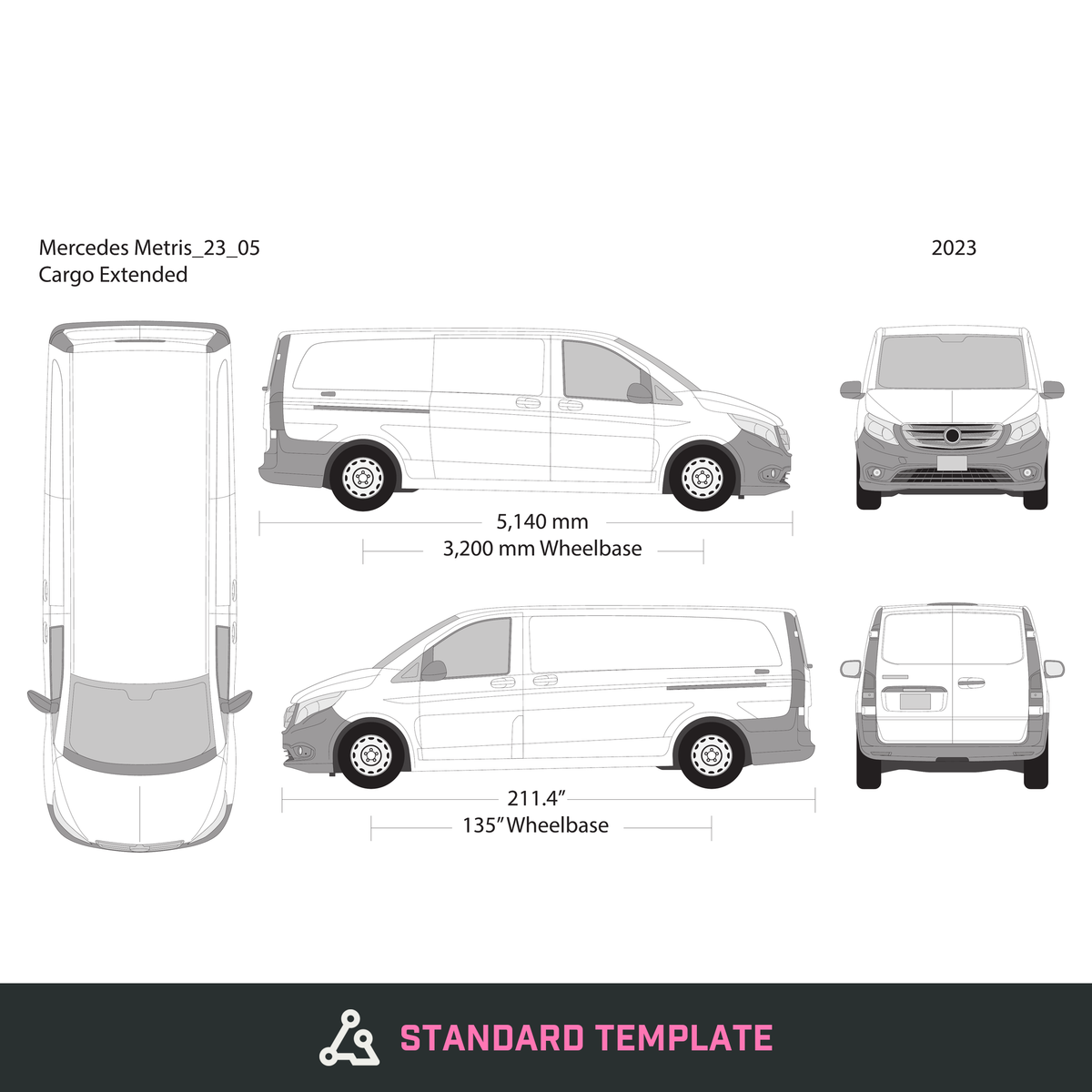 2023 Mercedes Metris vector wrap template V05, Design-Ready PDF - GravBase