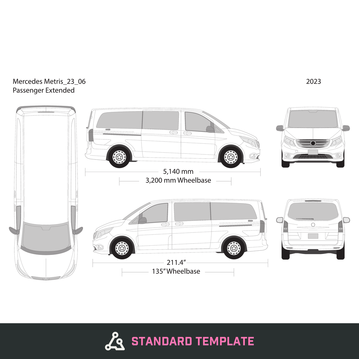 2023 Mercedes Metris vector wrap template V06, Design-Ready PDF - GravBase
