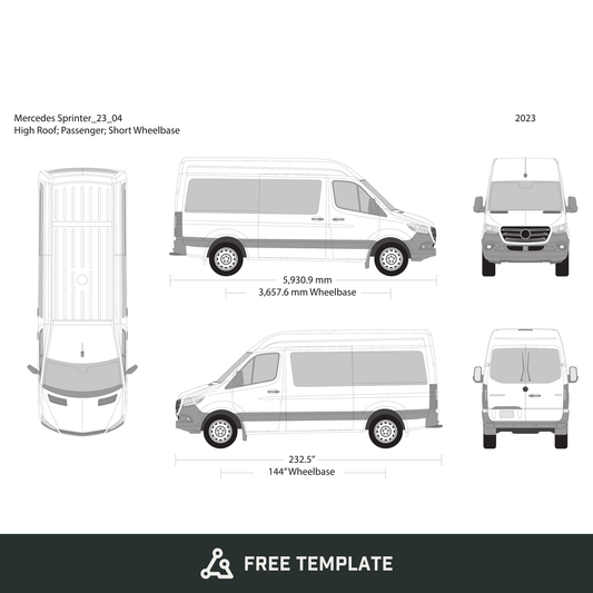 2023 Mercedes Sprinter free vector vehicle wrap template - GravBase