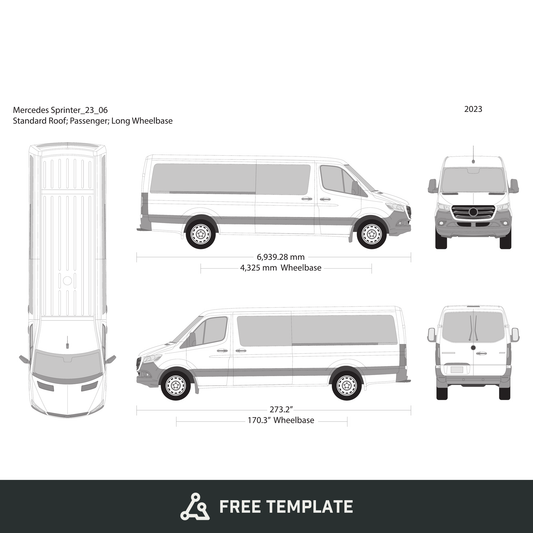 2023 Mercedes Sprinter free vector vehicle wrap template - GravBase