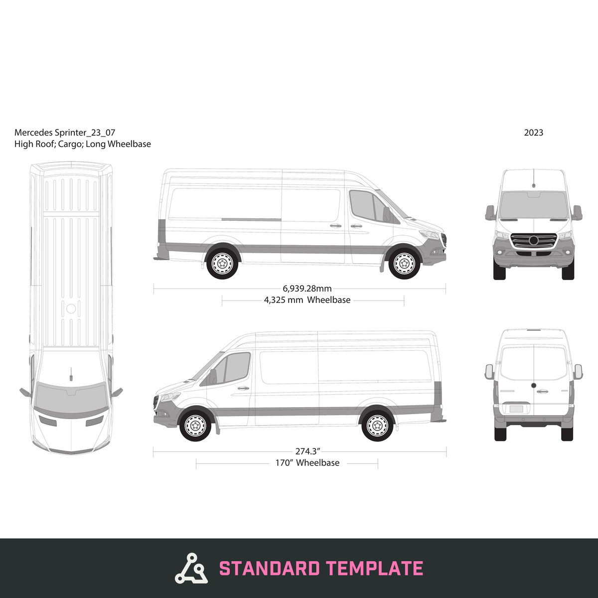 2023 Mercedes Sprinter vector wrap template V07, Design-Ready PDF - GravBase