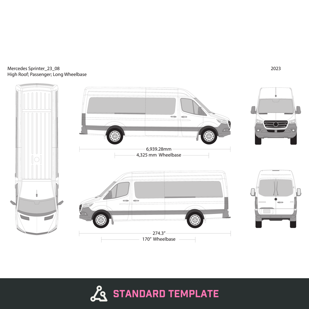 2023 Mercedes Sprinter vector wrap template V08, Design-Ready PDF - GravBase