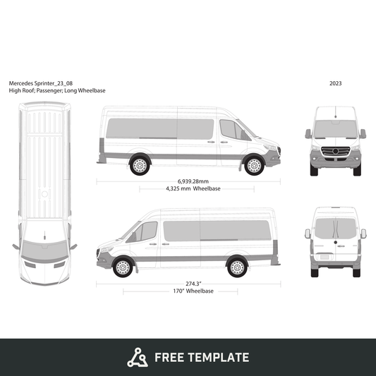 2023 Mercedes Sprinter free vector vehicle wrap template - GravBase