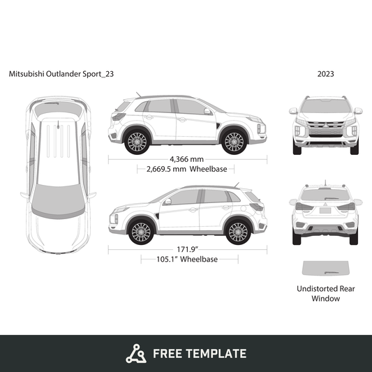 2023 Mitsubishi Outlander Sport free vector vehicle wrap template - GravBase
