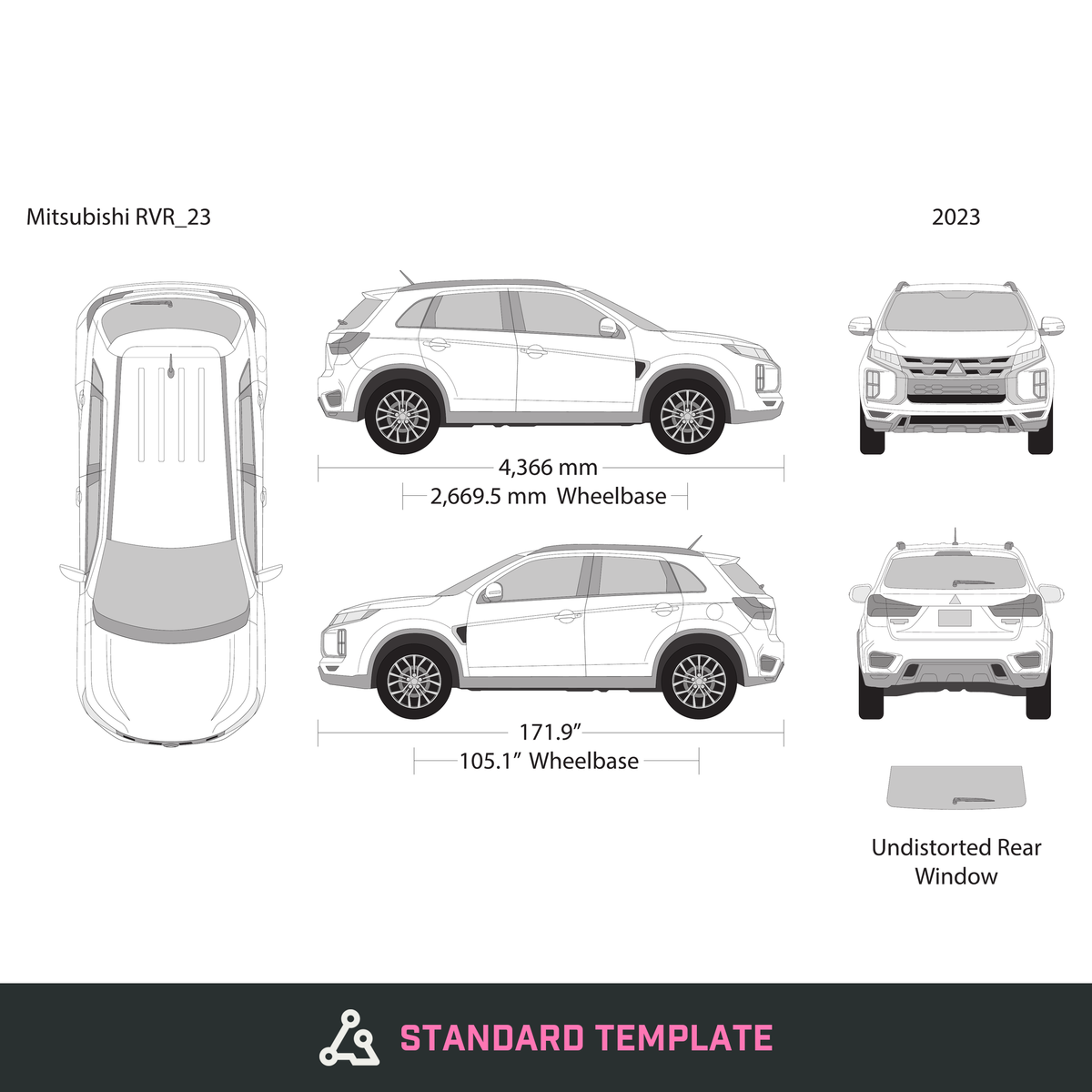 2023 Mitsubishi RVR vector wrap template, Design-Ready PDF - GravBase